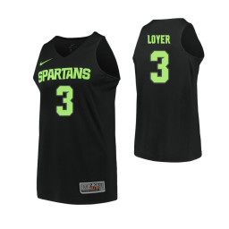 Michigan State Spartans #3 Foster Loyer Replica College Basketball Jersey Black
