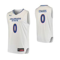 Youth Colorado State Rams #0 Hyron Edwards Replica College Basketball Jersey White