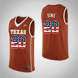 Youth Texas Longhorns #20 Jericho Sims USA Flag Authentic College Basketball Jersey Orange