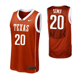 Youth Texas Longhorns #20 Jericho Sims Authentic College Basketball Jersey Burnt Orange