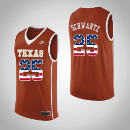 Youth Texas Longhorns #25 Joe Schwartz USA Flag Authentic College Basketball Jersey Orange