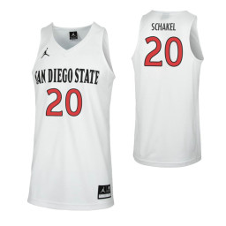 San Diego State Aztecs #20 Jordan Schakel Replica College Basketball Jersey White