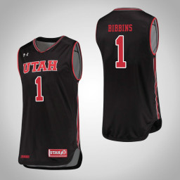 Utah Utes #1 Justin Bibbins Authentic College Basketball Jersey Black