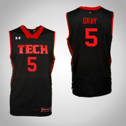 Youth Texas Tech Red Raiders #5 Justin Gray Replica College Basketball Jersey Black