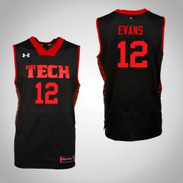 Youth Texas Tech Red Raiders #12 Keenan Evans Replica College Basketball Jersey Black
