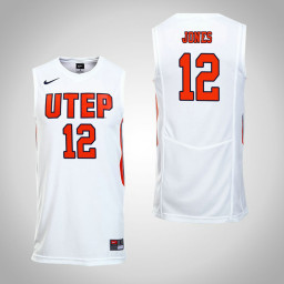 UTEP Miners #12 Kelvin Jones Replica College Basketball Jersey White