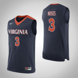 Virginia Cavaliers #3 Lauren Moses Authentic College Basketball Jersey Navy