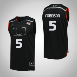 Youth Miami Hurricanes #5 Mike Robinson Authentic College Basketball Jersey Black