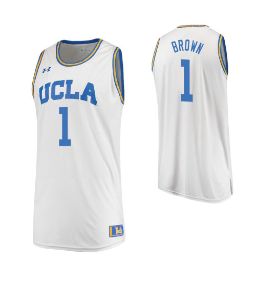 UCLA Bruins #1 Moses Brown Road Authentic College Basketball Jersey White