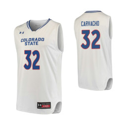 Colorado State Rams #32 Nico Carvacho Replica College Basketball Jersey White