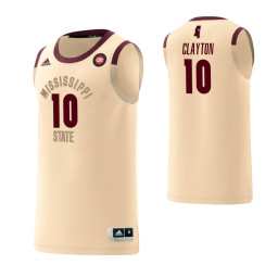 Youth Mississippi State Bulldogs #10 Tate Clayton Harlem Renaissance Replica College Basketball Jersey Cream