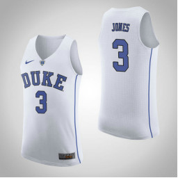 Duke Blue Devils #3 Tre Jones Road Replica College Basketball Jersey White