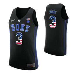 Duke Blue Devils #3 Tre Jones USA Flag Replica College Basketball Jersey Black