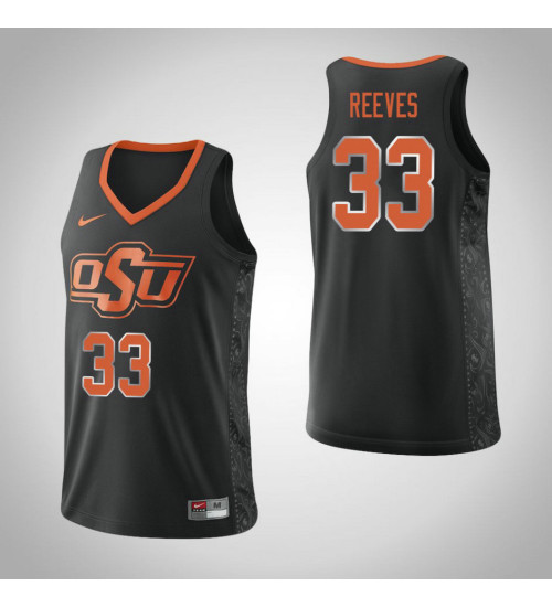 Women's Oklahoma St Cowboys #33 Trey Reeves Replica College Basketball Jersey Black
