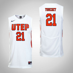 UTEP Miners #21 Trey Touchet Replica College Basketball Jersey White
