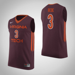 Virginia Tech Hokies #3 Wabissa Bede Replica College Basketball Jersey Maroon