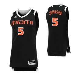 Youth Miami Hurricanes #5 Zach Johnson Black White Authentic College Basketball Jersey