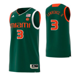 Youth Miami Hurricanes #3 Anthony Lawrence II Replica College Basketball Jersey Green
