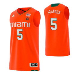 Youth Miami Hurricanes #5 Zach Johnson Authentic College Basketball Jersey Orange