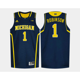 Youth Michigan Wolverines #1 Glenn Robinson III Navy Road Authentic College Basketball Jersey