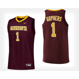 Youth Minnesota Golden Gophers NO. 1 Maroon Home Replica College Basketball Jersey
