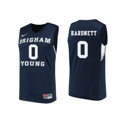 BYU Cougars #0 Jahshire Hardnett Replica College Basketball Jersey Navy