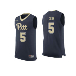 Pittsburgh Panthers #5 Marcus Carr Authentic College Basketball Jersey Navy