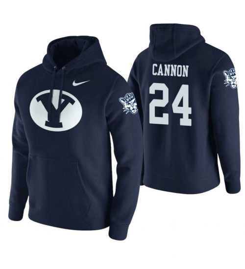 BYU Cougars #24 McKay Cannon Men's Navy College Basketball Hoodie
