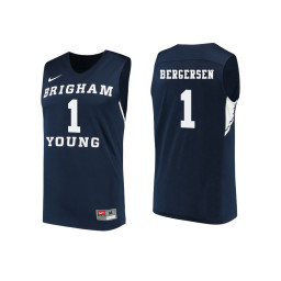 BYU Cougars #1 Rylan Bergersen Authentic College Basketball Jersey Navy