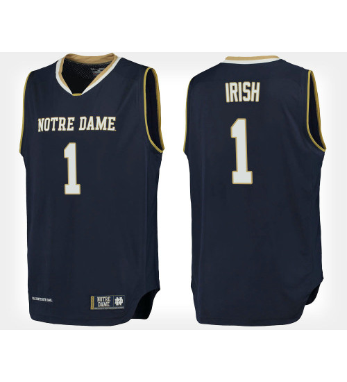 Youth Notre Dame Fighting Irish #1 Navy Authentic College Basketball Jersey