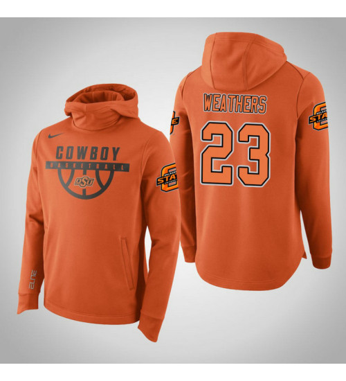 Oklahoma St Cowboys #23 Michael Weathers Men's Orange College Basketball Hoodie