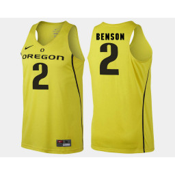 Oregon Ducks #2 Casey Benson Yellow Alternate Authentic College Basketball Jersey
