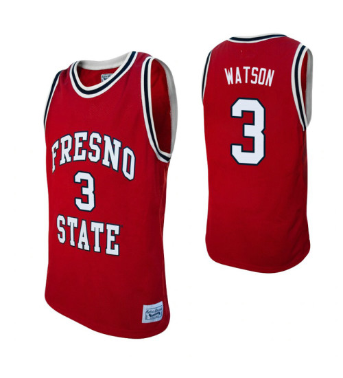 Women's Fresno State Bulldogs #3 Paul Watson Red Authentic College Basketball Jersey