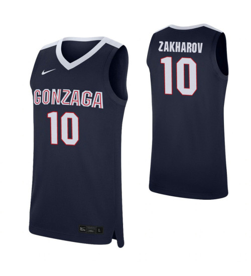 Gonzaga Bulldogs #10 Pavel Zakharov Navy Replica College Basketball Jersey