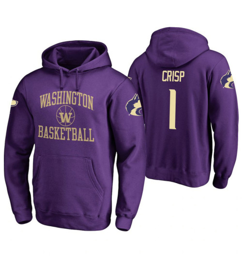 Washington Huskies #1 David Crisp Men's Purple College Basketball Hoodie