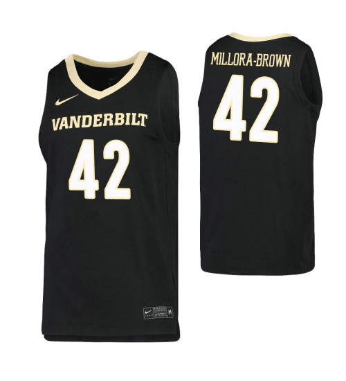 Quentin Millora-Brown Replica College Basketball Jersey Black Vanderbilt Commodores