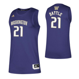 Washington Huskies #21 RaeQuan Battle Purple Authentic College Basketball Jersey