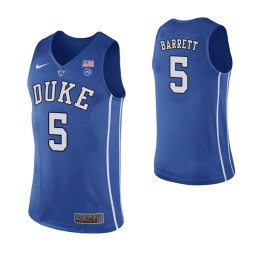 Duke Blue Devils #5 RJ Barrett Performace Authentic College Basketball Jersey Royal