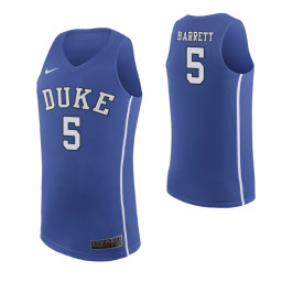 Duke Blue Devils #5 RJ Barrett Authentic College Basketball Jersey Royal