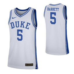Duke Blue Devils #5 RJ Barrett White Authentic College Basketball Jersey