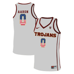 Women's USC Trojans #0 Shaqquan Aaron Replica College Basketball Jersey White