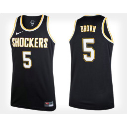Wichita State Shockers #5 Rod Brown Black Alternate Authentic College Basketball Jersey