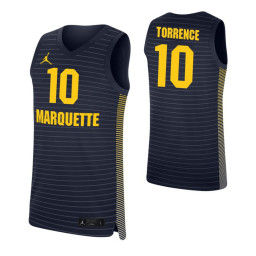 Marquette Golden Eagles #10 Symir Torrence Navy Replica College Basketball Jersey