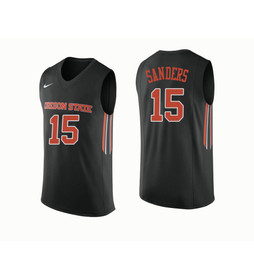 Oregon State Beavers #15 Tanner Sanders Authentic College Basketball Jersey Black