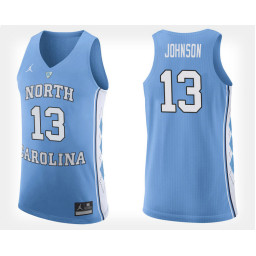 North Carolina Tar Heels #13 Cameron Johnson Light Blue Home Authentic College Basketball Jersey