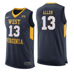 West Virginia Mountaineers #13 Teddy Allen Authentic College Basketball Jersey Navy