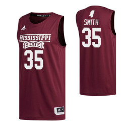 Mississippi State Bulldogs 35 Tolu Smith Authentic College Basketball Jersey Maroon