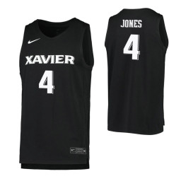 Xavier Musketeers #4 Tyrique Jones Black Replica College Basketball Jersey