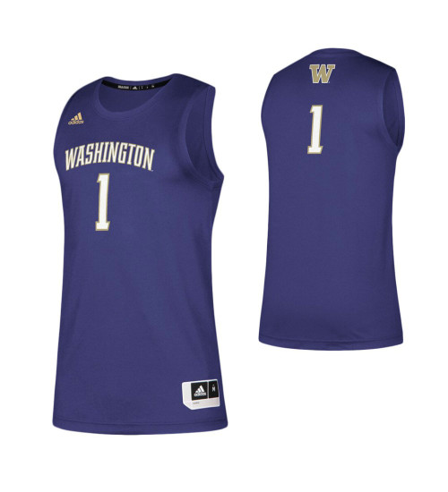 Washington Huskies #1 Basketball Replica College Basketball Jersey Purple
