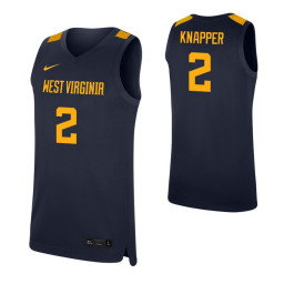 West Virginia Mountaineers #2 Brandon Knapper Navy Authentic College Basketball Jersey